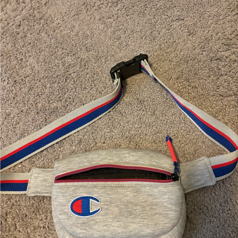 Champion Light Gray Crossbody with Red and Blue Trim